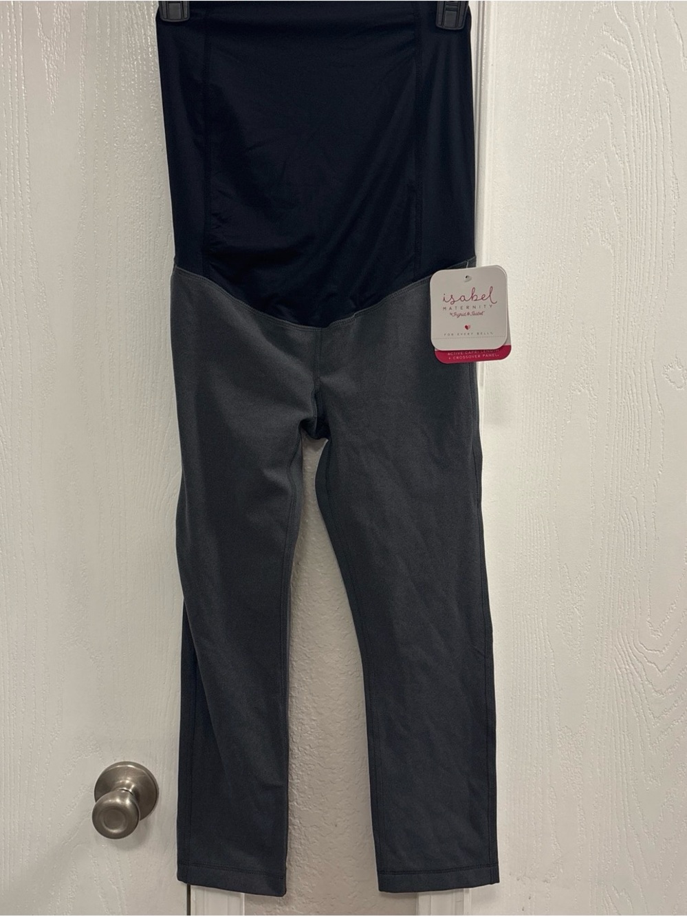 Ingrid & Isabel Two-Tone Maternity Leggings in Black and Charcoal
